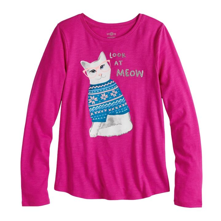 Girls 7-16 & Plus Size So&reg; Long Sleeve Graphic Tee, Size: 14, Dark Pink