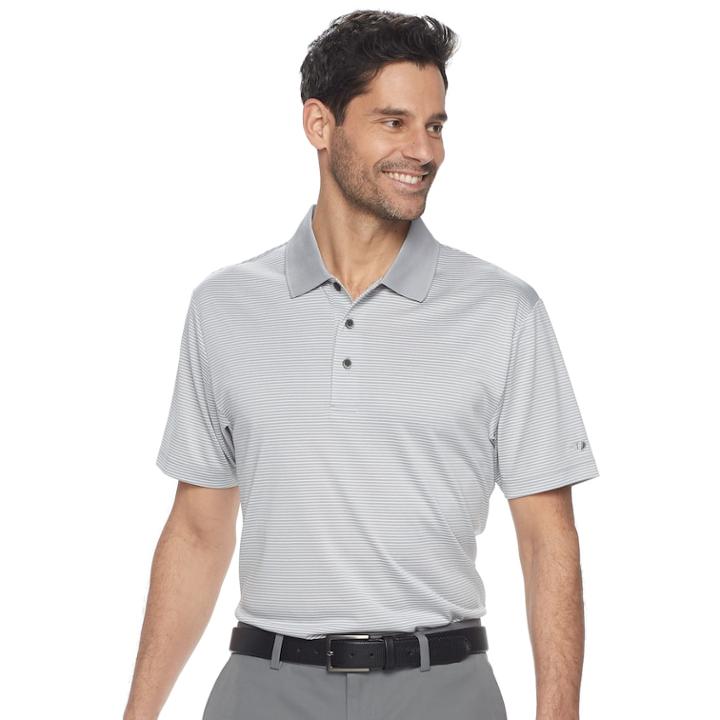 Men's Grand Slam Off Course Championship Striped Golf Polo, Size: Medium, Med Grey