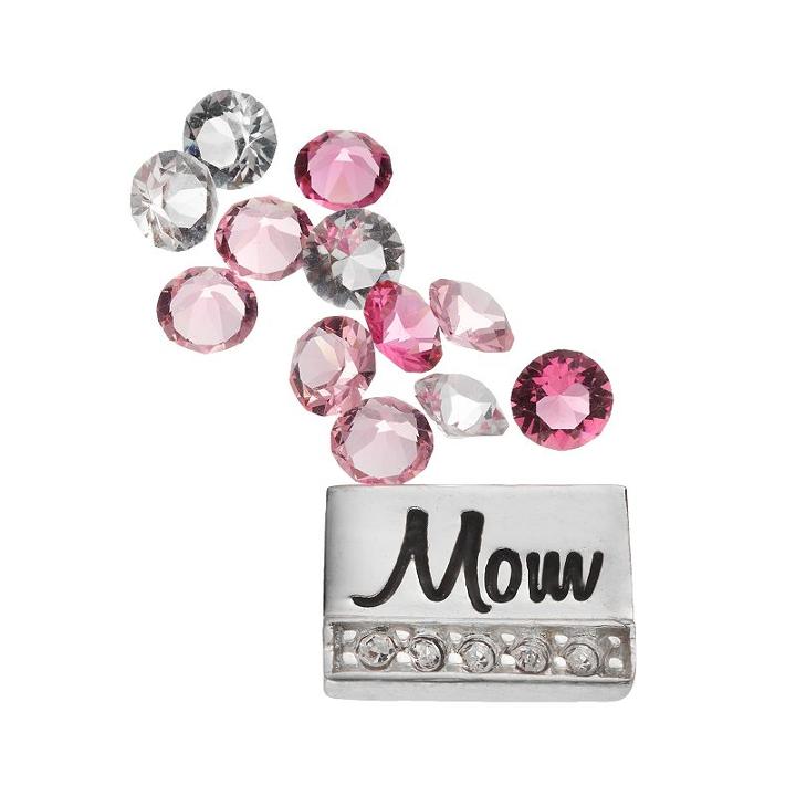 Blue La Rue Silver-plated Mom & Crystal Charm Set - Made With Swarovski Crystals, Women's, Ovrfl Oth