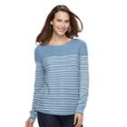 Women's Croft & Barrow&reg; Button Shoulder Shirttail Sweater, Size: Xxl, Med Blue