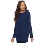 Women's Sonoma Goods For Life&trade; Crewneck Waffle-weave Tunic, Size: Xs, Blue