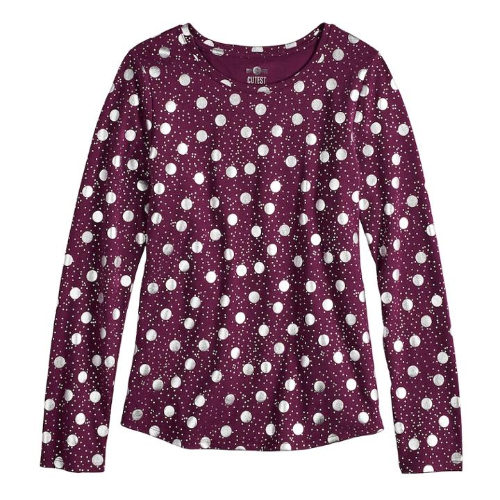 Girls 7-16 & Plus Size So&reg; Long Sleeve Core Tee, Size: 20 1/2, Drk Purple