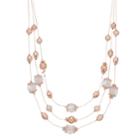 Simulated Pearl & Textured Bead Multi Strand Necklace, Women's, Light Pink