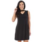 Women's Ab Studio Solid Knit Choker Dress, Size: Regular, Black