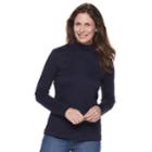 Women's Croft & Barrow&reg; Essential Mockneck Top, Size: Small, Dark Blue