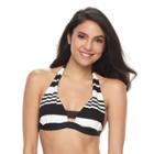 Women's Apt. 9&reg; Striped Push-up Halter Bikini Top, Size: Xl, Black