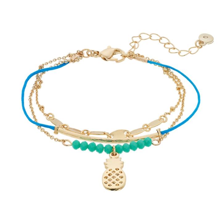 Lc Lauren Conrad Multi Strand Pineapple Bracelet, Women's, Green