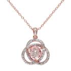 Sterling Silver Morganite & 1/10 Carat T.w. Diamond Swirl Pendant, Women's, Size: 18, Pink