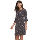 Women's Elle&trade; Floral Crepe Shift Dress, Size: Small, Grey