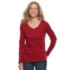 Women's Croft & Barrow&reg; Essential V-neck Top, Size: Medium, Dark Red