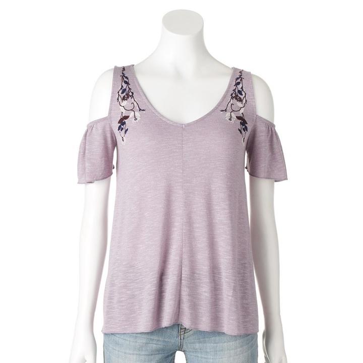 Women's Sonoma Goods For Life&trade; Cold-shoulder Tee, Size: Xl, Med Purple