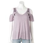 Women's Sonoma Goods For Life&trade; Cold-shoulder Tee, Size: Xl, Med Purple