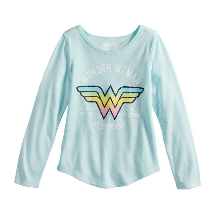 Girls 4-10 Jumping Beans&reg; Wonder Woman Be Strong Be Brave Be Yourself Graphic Tee, Size: 8, Blue