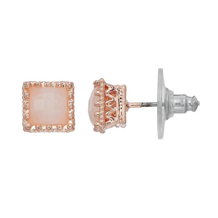 Lc Lauren Conrad Square Filigree Nickel Free Stud Earrings, Women's, White
