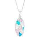 Sterling Silver Lab-created Opal Oval Pendant Necklace, Women's, Size: 18, Multicolor