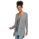 Juniors' So&reg; Lattice Boyfriend Cardigan, Teens, Size: Large, Grey