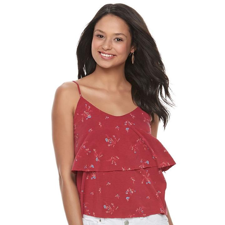 Mudd, Juniors' &reg; Tiered Flutter Tank, Girl's, Size: Xs, Dark Red