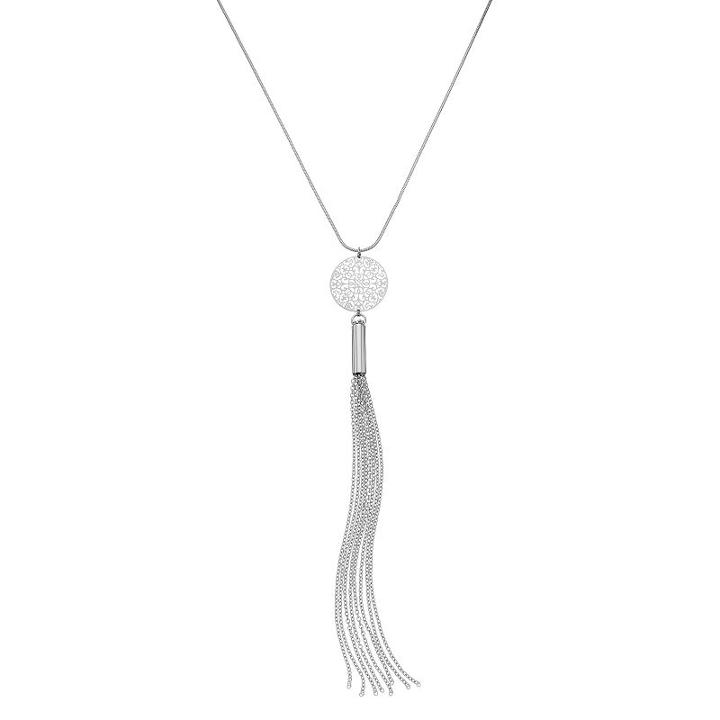 Jennifer Lopez Long Tassel Filigree Disc Pendant Necklace, Women's, Silver