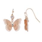 Lc Lauren Conrad Filigree Nickel Free Butterfly Drop Earrings, Women's, Light Pink