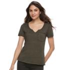 Women's Rock & Republic&reg; Raw-edge Boyfriend Tee, Size: Xxl, Green