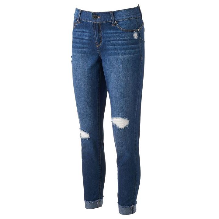 Women's Juicy Couture Flaunt It Ripped Skinny Ankle Jeans, Size: 16, Dark Blue