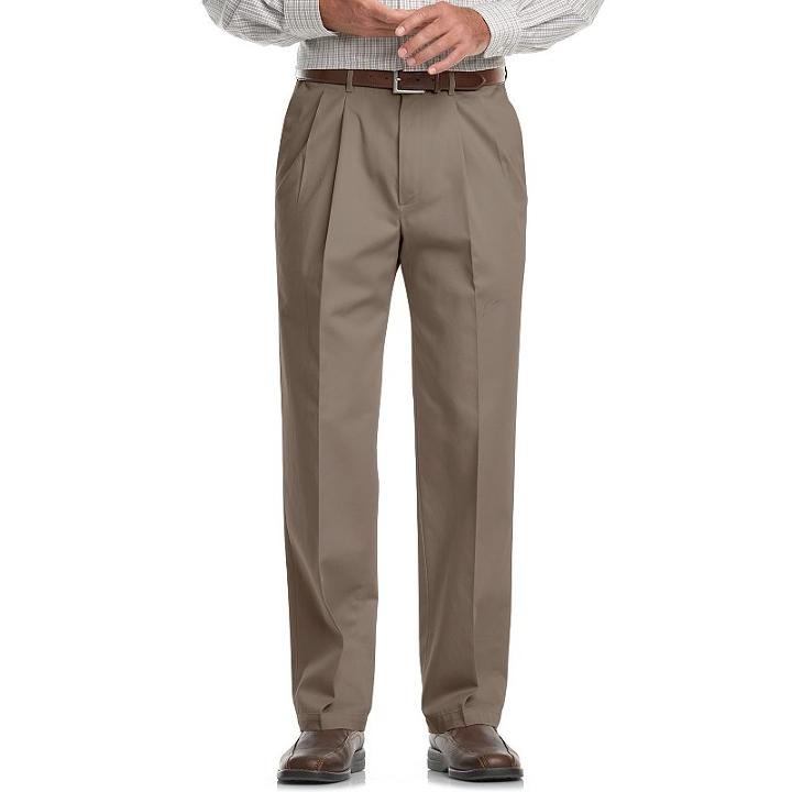 Big & Tall Haggar Work To Weekend Classic-fit Pleated Expandable Waist Pants, Men's, Size: 60x32, Yellow