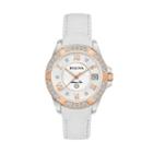 Bulova Women's Marine Star Diamond Leather Watch - 98r233, White