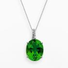 Sterling Silver Lab-created Emerald And Diamond Accent Oval Pendant, Women's, Size: 18, Green