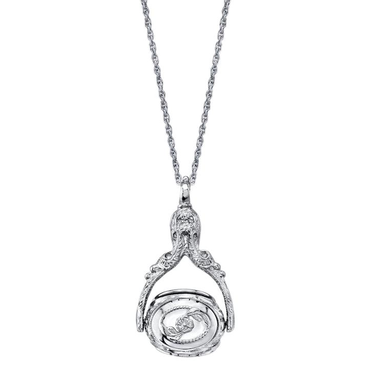 1928 Ornate Locket Pendant Necklace, Women's, Size: 30, Grey