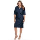 Plus Size Le Bos Beaded Dress & Jacket Set, Women's, Size: 14 W, Blue (navy)
