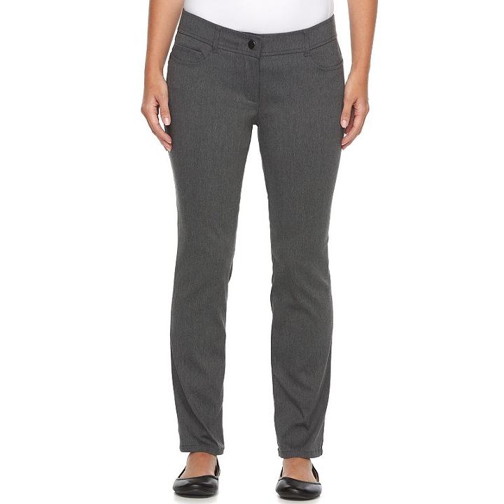 Petite Dana Buchman Millennium Slim Straight-leg Dress Pants, Women's, Size: 16 Petite, Grey