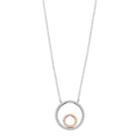 Two Tone Sterling Silver Cubic Zirconia Circle Necklace, Women's, White