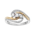 Sterling Silver & 18k Gold Over Silver 1/4 Carat T.w. Diamond 3-stone Ring, Women's, Size: 7, White