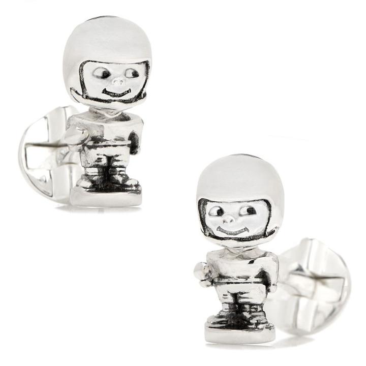 Football Bobble Head Cuff Links, Men's, Silver