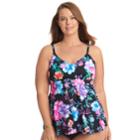 Plus Size Upstream Empire Underwire Tankini Top, Women's, Size: 26 W, Black