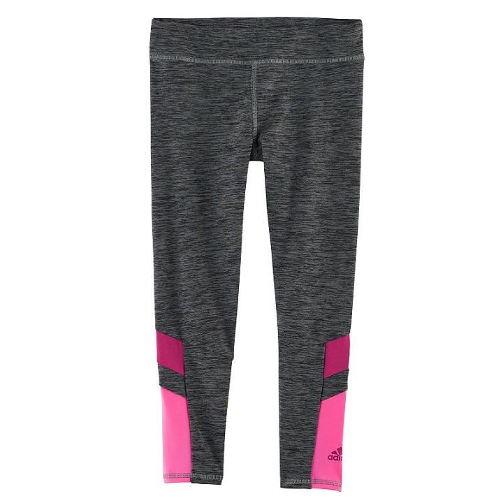 Girls 4-6x Adidas Climalite Space-dye Tights, Size: 4, Dark Grey