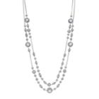 Beaded Long Multi Strand Necklace, Women's, Silver