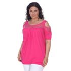 Plus Size White Mark Lace Cold-shoulder Top, Women's, Size: 3xl, Brt Pink