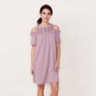 Women's Lc Lauren Conrad Cold-shoulder Shift Dress, Size: Large, Brt Purple