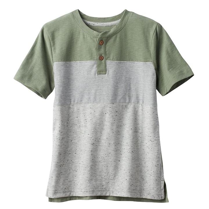 Boys 4-7x Sonoma Goods For Life&trade; Space-dyed Stripe Henley Tee, Boy's, Size: 7, Med Green