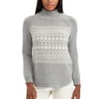 Women's Chaps Fairisle Mockneck Sweater, Size: Large, Grey