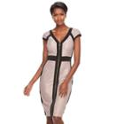 Women's Jax Colorblock Zip-front Sheath Dress, Size: 12, Lt Brown
