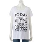 Juniors' Awake Multiple Cups Of Coffee Graphic Tee, Girl's, Size: Xs, White
