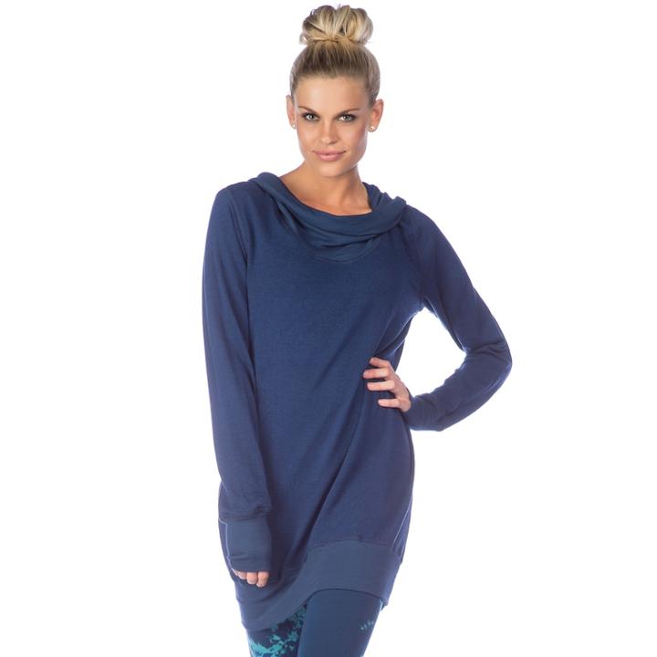Women's Pl Movement By Pink Lotus Hooded Long Sleeve Tunic, Size: Large, Blue (navy)