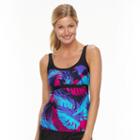 Women's Zeroxposur Printed Empire Tankini Top, Size: 8, Dark Blue