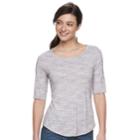 Women's Apt. 9&reg; Essential Elbow-sleeve Tee, Size: Xs, Grey