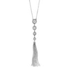 Mudd&reg; Long Glittery Disc Tassel Y Necklace, Women's, Silver