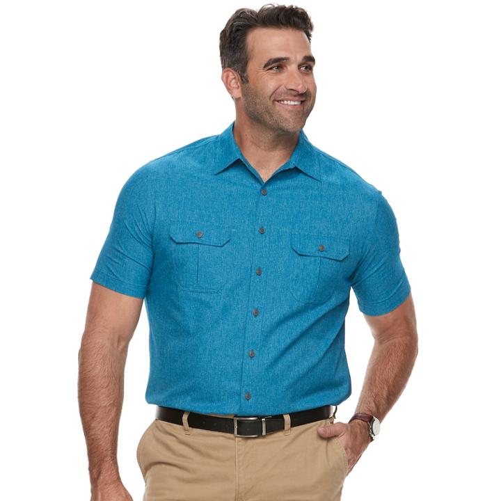 Big & Tall Croft & Barrow&reg; Regular-fit Outdoor Quick-dry Button-down Shirt, Men's, Size: Xxl Tall, Med Blue