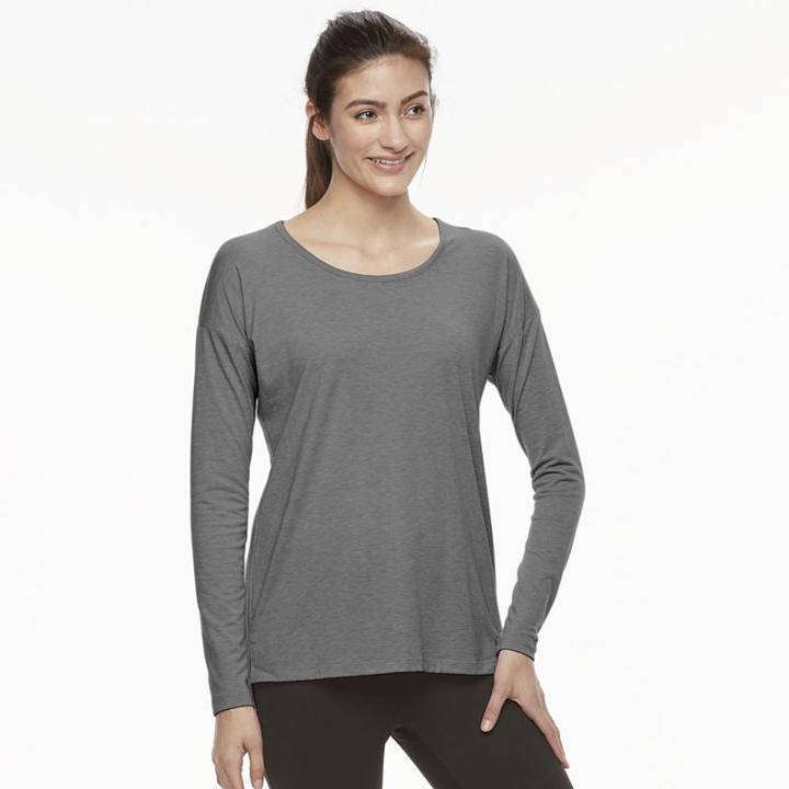 Women's Tek Gear&reg; Cross Back Long Sleeve Tee, Size: Xs, Black