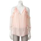 Women's Lc Lauren Conrad Ruffle Cold-shoulder Top, Size: Small, Lt Orange